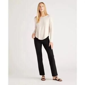 Quince Black Ultra Stretch Ponte Straight Leg Pants